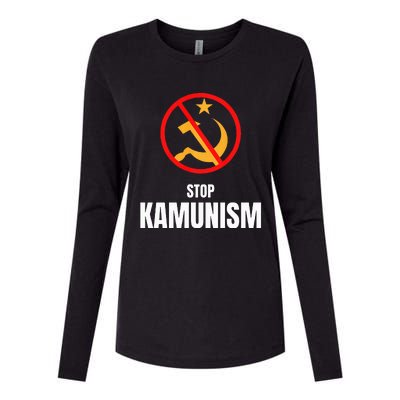 Stop Kamunism Kamala Harris 2024 Funny Parody Long Sleeve Womens Cotton Relaxed Long Sleeve T-Shirt