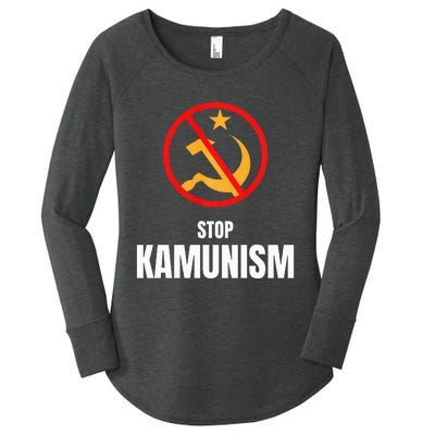 Stop Kamunism Kamala Harris 2024 Funny Parody Long Sleeve Women's Perfect Tri Tunic Long Sleeve Shirt