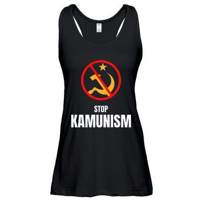 Stop Kamunism Kamala Harris 2024 Funny Parody Long Sleeve Ladies Essential Flowy Tank