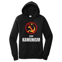 Stop Kamunism Kamala Harris 2024 Funny Parody Long Sleeve Women's Pullover Hoodie