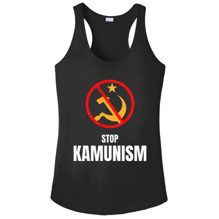 Stop Kamunism Kamala Harris 2024 Funny Parody Long Sleeve Ladies PosiCharge Competitor Racerback Tank