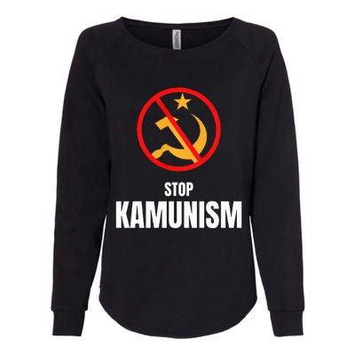 Stop Kamunism Kamala Harris 2024 Funny Parody Long Sleeve Womens California Wash Sweatshirt