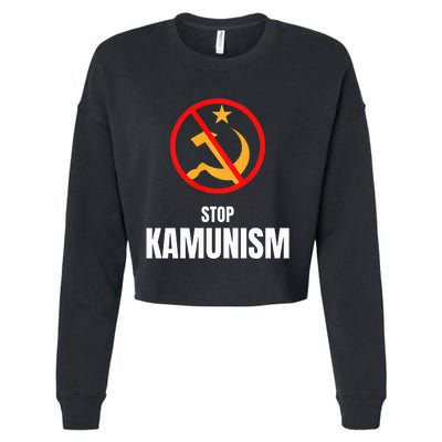 Stop Kamunism Kamala Harris 2024 Funny Parody Long Sleeve Cropped Pullover Crew