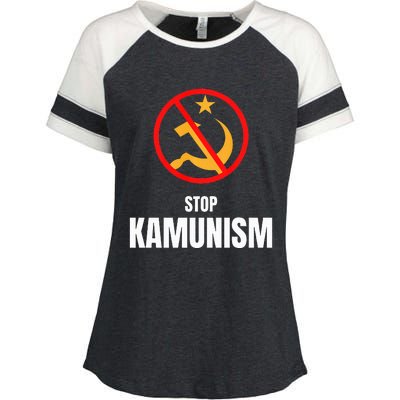 Stop Kamunism Kamala Harris 2024 Funny Parody Long Sleeve Enza Ladies Jersey Colorblock Tee