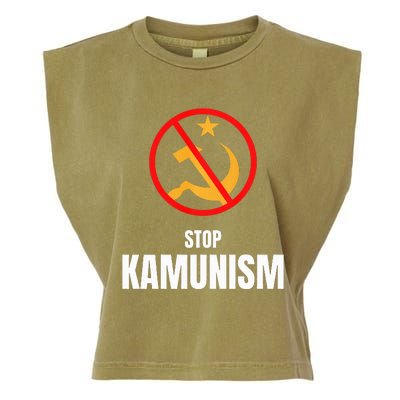 Stop Kamunism Kamala Harris 2024 Funny Parody Long Sleeve Garment-Dyed Women's Muscle Tee