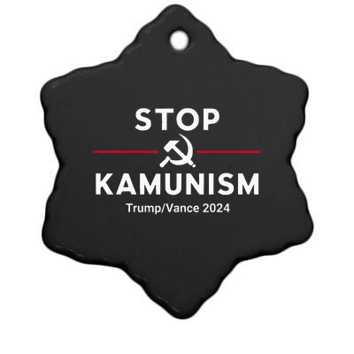 Stop Kamunism Kamala Harris 2024 Trump Vance Supporters Ceramic Star Ornament