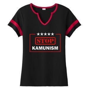 Stop Kamunism Kamala Harris 2024 Trump Vance Ladies Halftime Notch Neck Tee