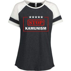 Stop Kamunism Kamala Harris 2024 Trump Vance Enza Ladies Jersey Colorblock Tee