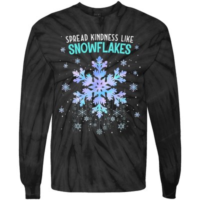 Spread Kindness Like Snowflakes Christmas Teacher Unity Day Tie-Dye Long Sleeve Shirt