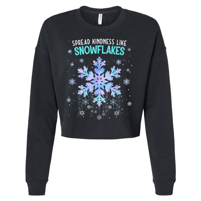 Spread Kindness Like Snowflakes Christmas Teacher Unity Day Cropped Pullover Crew