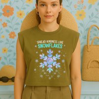 Spread Kindness Like Snowflakes Christmas Teacher Unity Day Garment-Dyed Women's Muscle Tee