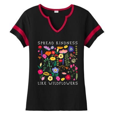 SPREAD KINDNESS LIKE WILDFLOWERS Love Happiness Girlfriend Flowers Ladies Halftime Notch Neck Tee