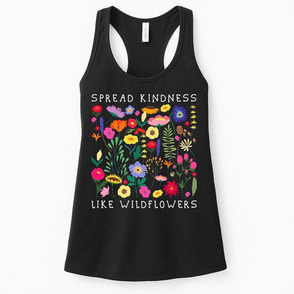SPREAD KINDNESS LIKE WILDFLOWERS Love Happiness Girlfriend Flowers Womens Tank Top