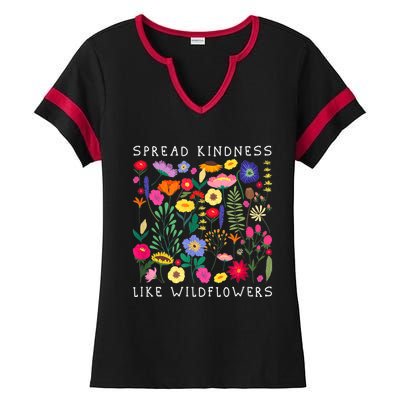 SPREAD KINDNESS LIKE WILDFLOWER Happiness Girlfriend Flower Ladies Halftime Notch Neck Tee