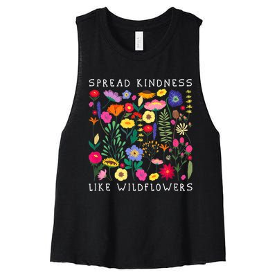 SPREAD KINDNESS LIKE WILDFLOWER Happiness Girlfriend Flower Women's Racerback Cropped Tank