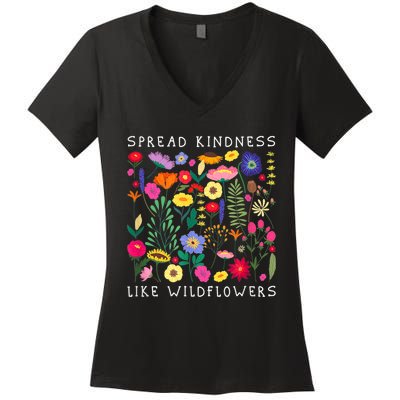 SPREAD KINDNESS LIKE WILDFLOWER Happiness Girlfriend Flower Women's V-Neck T-Shirt