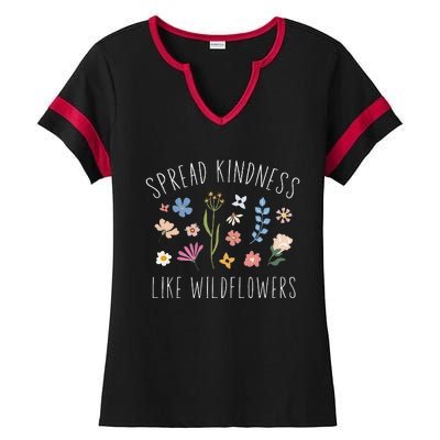 Spread Kindness Like Wildflowers Boho Inspirational Ladies Halftime Notch Neck Tee