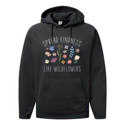 Spread Kindness Like Wildflowers Boho Inspirational Performance Fleece Hoodie