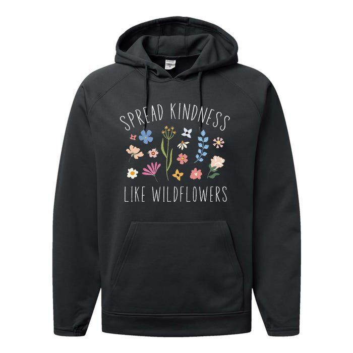 Spread Kindness Like Wildflowers Boho Inspirational Performance Fleece Hoodie