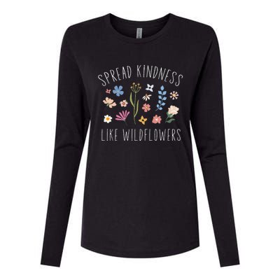 Spread Kindness Like Wildflowers Boho Inspirational Womens Cotton Relaxed Long Sleeve T-Shirt