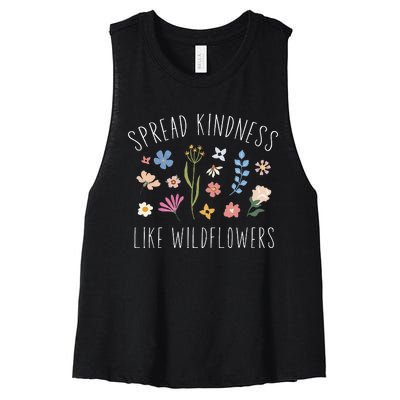 Spread Kindness Like Wildflowers Boho Inspirational Women's Racerback Cropped Tank