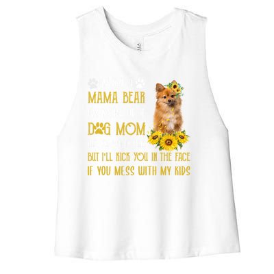 Sunflower Keeshond Mom Mothers Day Dog Mom Cool Gift Women's Racerback Cropped Tank