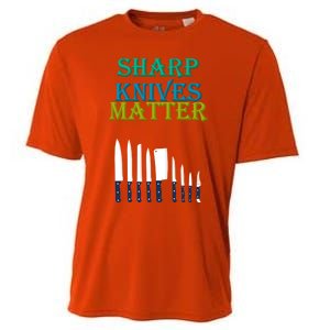 Sharp Knives Matter Cooking Novelty Funny Gift Cooling Performance Crew T-Shirt