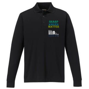 Sharp Knives Matter Cooking Novelty Funny Gift Performance Long Sleeve Polo