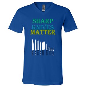 Sharp Knives Matter Cooking Novelty Funny Gift V-Neck T-Shirt