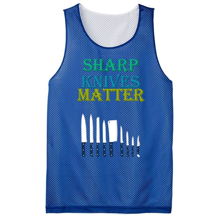 Sharp Knives Matter Cooking Novelty Funny Gift Mesh Reversible Basketball Jersey Tank