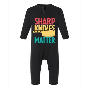 Sharp Knives Matter Cooking Chef Cook Culinary Retro Gift Infant Fleece One Piece