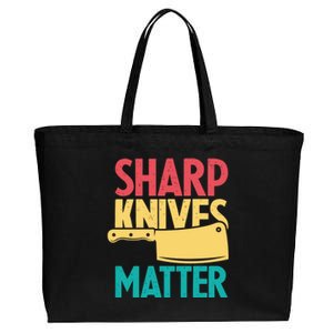 Sharp Knives Matter Cooking Chef Cook Culinary Retro Gift Cotton Canvas Jumbo Tote