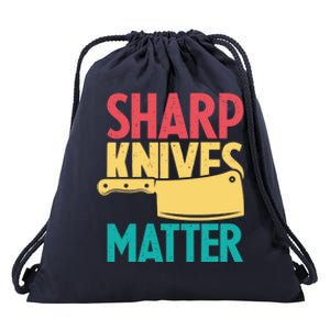 Sharp Knives Matter Cooking Chef Cook Culinary Retro Gift Drawstring Bag