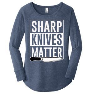 Sharp Knives Matter Cook Funny Culinary Funny Chef Gift Women's Perfect Tri Tunic Long Sleeve Shirt