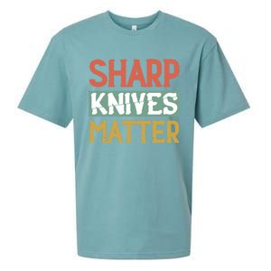 Sharp Knives Matter Cooking Lover Kitchen Chef Gift Sueded Cloud Jersey T-Shirt