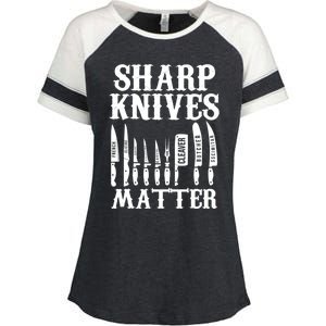 Sharp Knives Matter Funny Butcher Meat Cutter Chef Knife Gift Enza Ladies Jersey Colorblock Tee