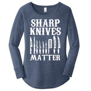 Sharp Knives Matter Funny Butcher Meat Cutter Chef Knife Gift Women's Perfect Tri Tunic Long Sleeve Shirt