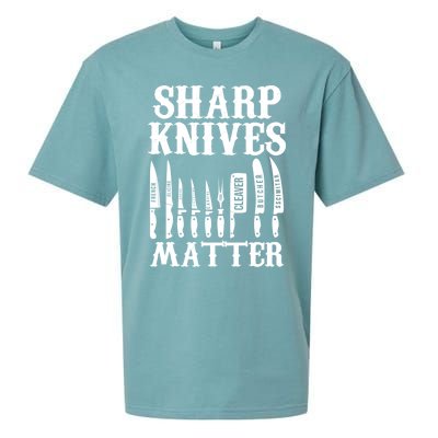 Sharp Knives Matter Funny Butcher Meat Cutter Chef Knife Gift Sueded Cloud Jersey T-Shirt