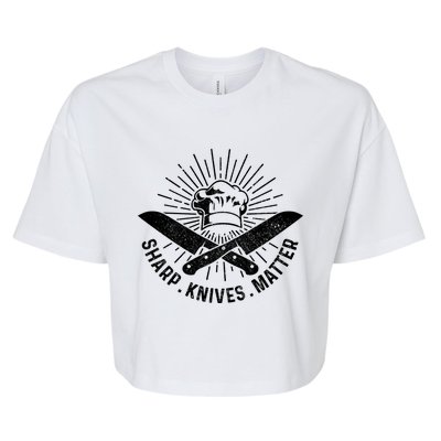 Sharp Knives Matter Funny Chef Gift Cook Cooking Gift Bella+Canvas Jersey Crop Tee