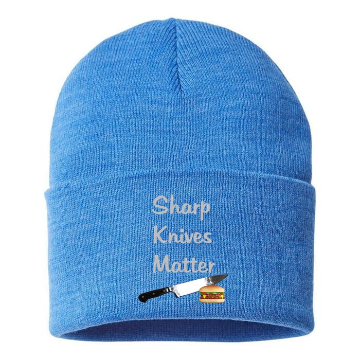 Sharp Knives Matter Cook Funny Culinary Funny Chef Gift Sustainable Knit Beanie