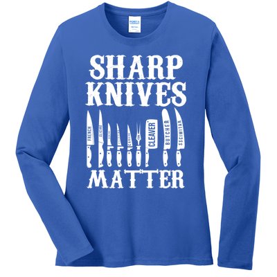 Sharp Knives Matter Funny Butcher Meat Cutter Chef Knife Gift Ladies Long Sleeve Shirt