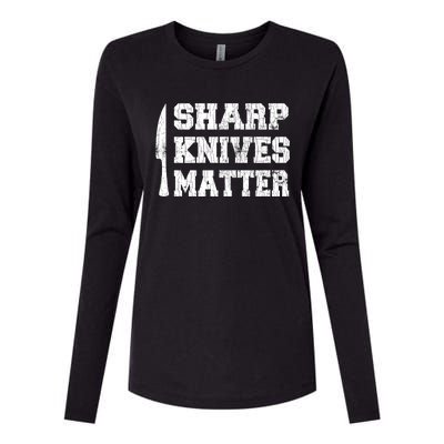 Sharp Knives Matter Funny Cook Chef Cooking Graphic Great Gift Womens Cotton Relaxed Long Sleeve T-Shirt