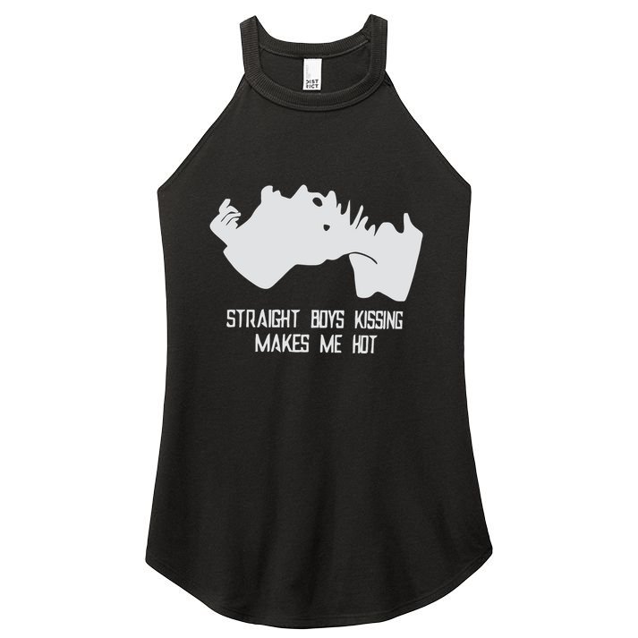 Straight Kissing Makes Me Hot Women's Perfect Tri Rocker Tank