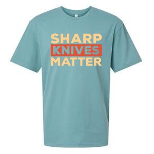 Sharp Knives Matter Funny Knife Culinary Gift Idea For Chef Gift Sueded Cloud Jersey T-Shirt