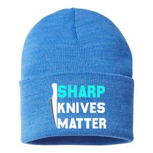 Sharp Knives Matter Funny Outfit Gift Sustainable Knit Beanie