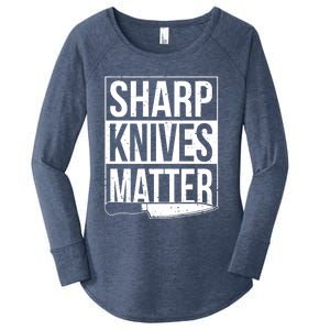 Sharp Knives Matter Cook Funny Culinary Funny Chef Gift Women's Perfect Tri Tunic Long Sleeve Shirt