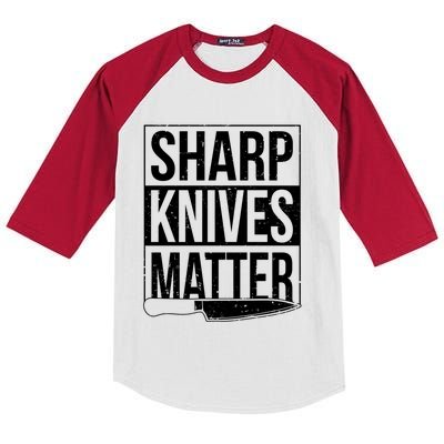 Sharp Knives Matter Cook Funny Culinary Funny Chef Gift Kids Colorblock Raglan Jersey