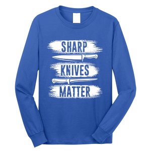 Sharp Knives Matter Cooking Cook Culinary Retro Chef Cute Gift Long Sleeve Shirt