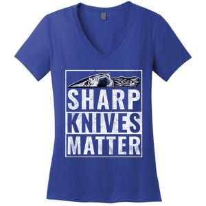 Sharp Knives Matter Funny Cook Gift Women's V-Neck T-Shirt