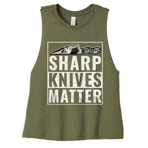 Sharp Knives Matter Funny Cook Gift Women's Racerback Cropped Tank